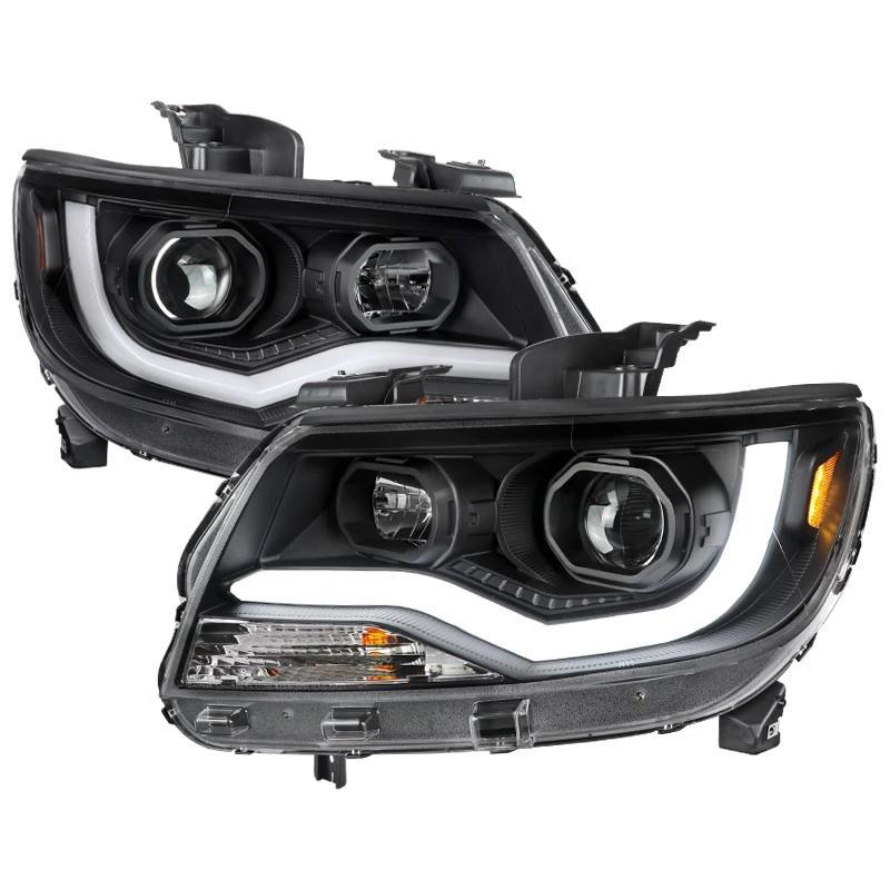 Spec-D Projector Headlights Chevy Colorado (2015-2021) LED Bar - Black / Smoke / Chrome