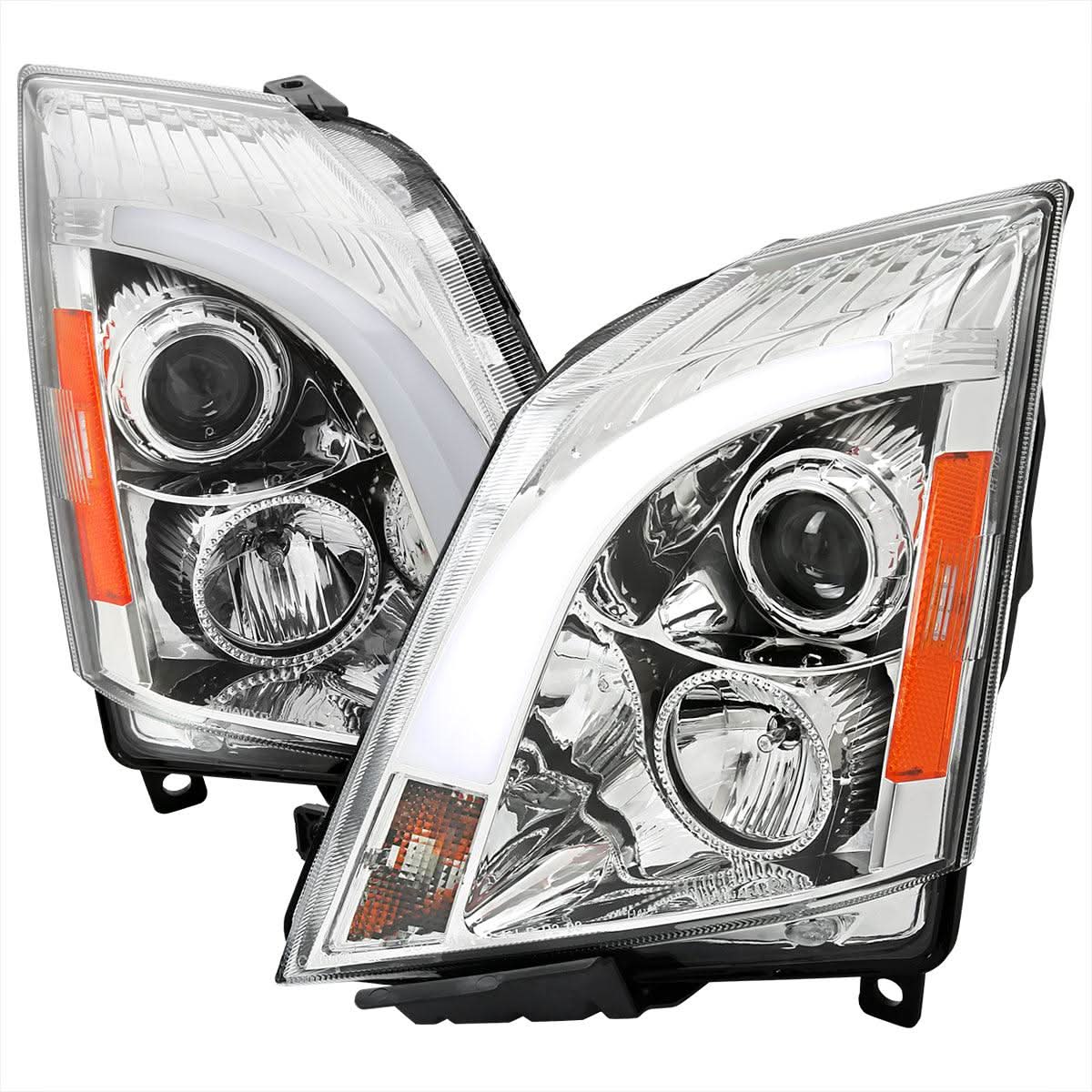 Projector Headlights Cadillac CTS (2008-2014) Sequential Switchback LED DRL - Black / Chrome / Smoked - K2 Industries