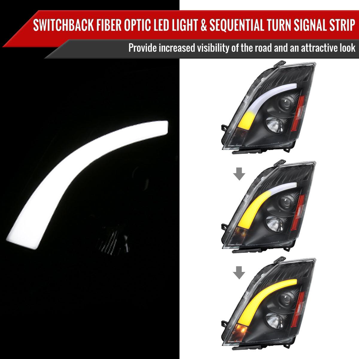 Projector Headlights Cadillac CTS (2008-2014) Sequential Switchback LED DRL - Black / Chrome / Smoked - K2 Industries