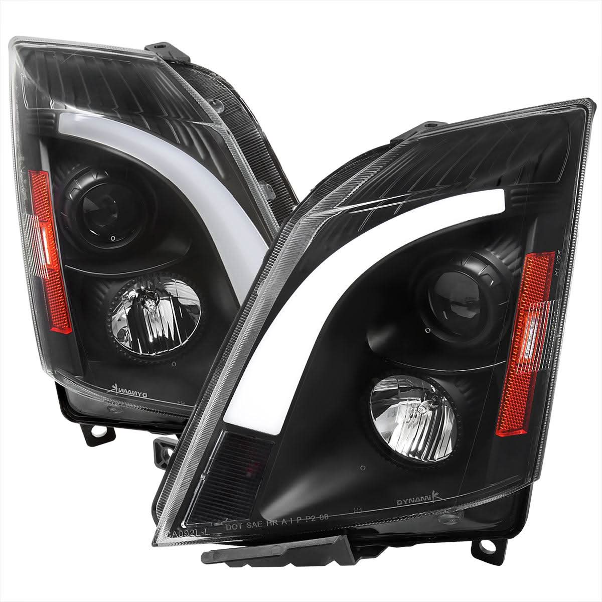 Projector Headlights Cadillac CTS (2008-2014) Sequential Switchback LED DRL - Black / Chrome / Smoked - K2 Industries
