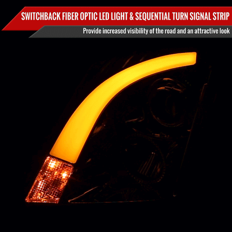 Projector Headlights Cadillac CTS (2008-2014) Sequential Switchback LED DRL - Black / Chrome / Smoked - K2 Industries