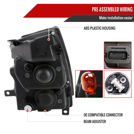 Projector Headlights Cadillac CTS (2008-2014) Sequential Switchback LED DRL - Black / Chrome / Smoked - K2 Industries