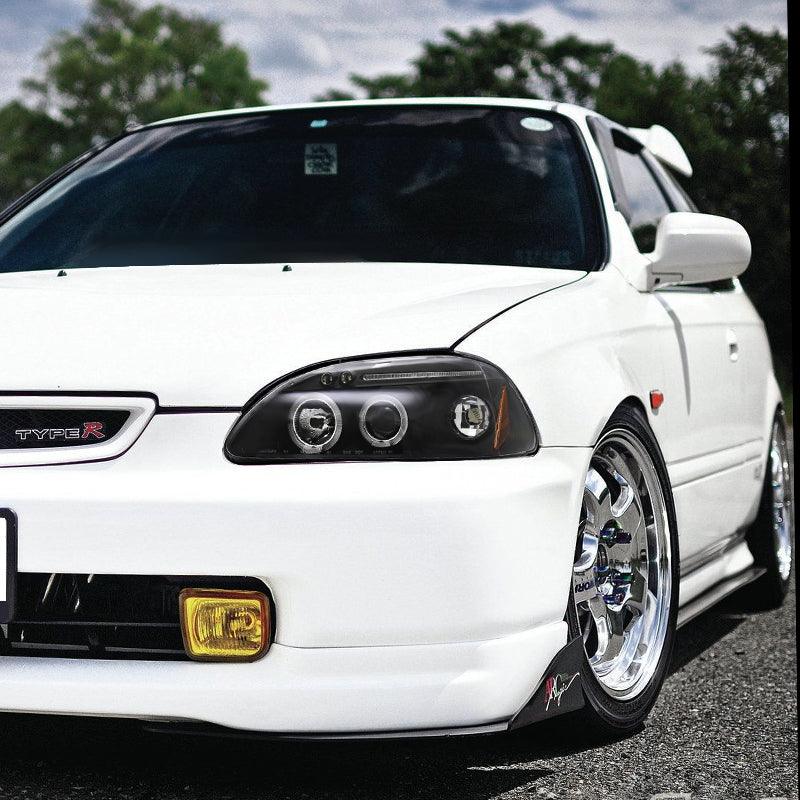 Spec-D Projector Headlights Honda Civic EK (96-98) Dual LED Halo - Black or Chrome
