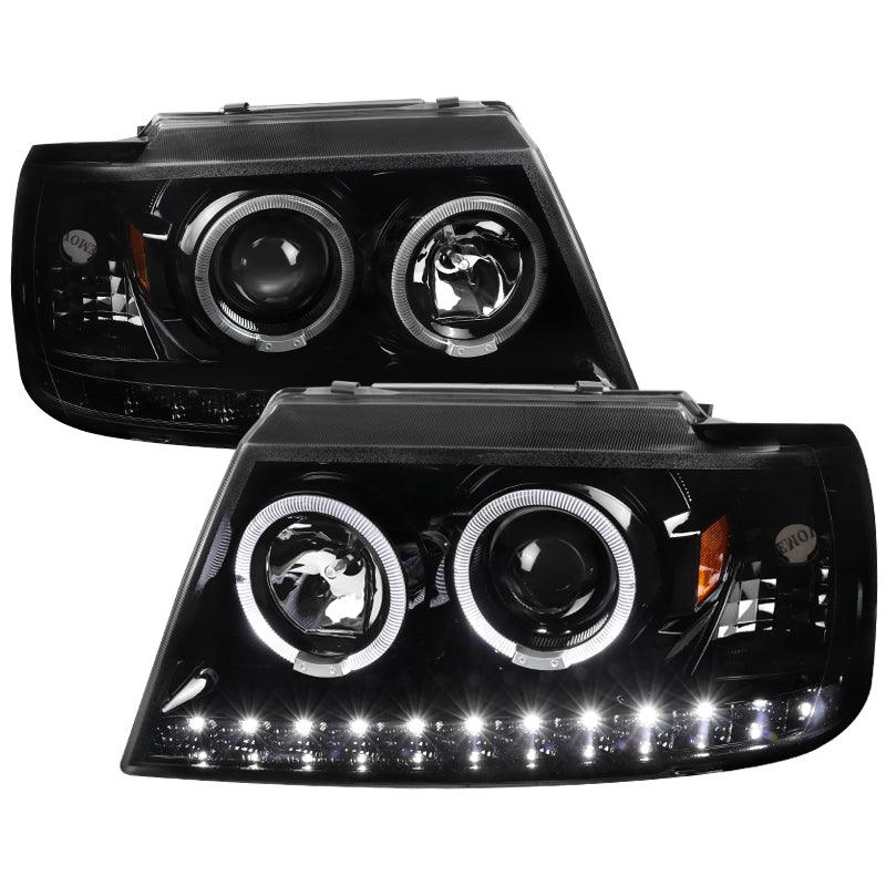 Spec-D Projector Headlights Ford Explorer (2002-2005) Dual Halo w/ LED - Black / Smoke / Chrome
