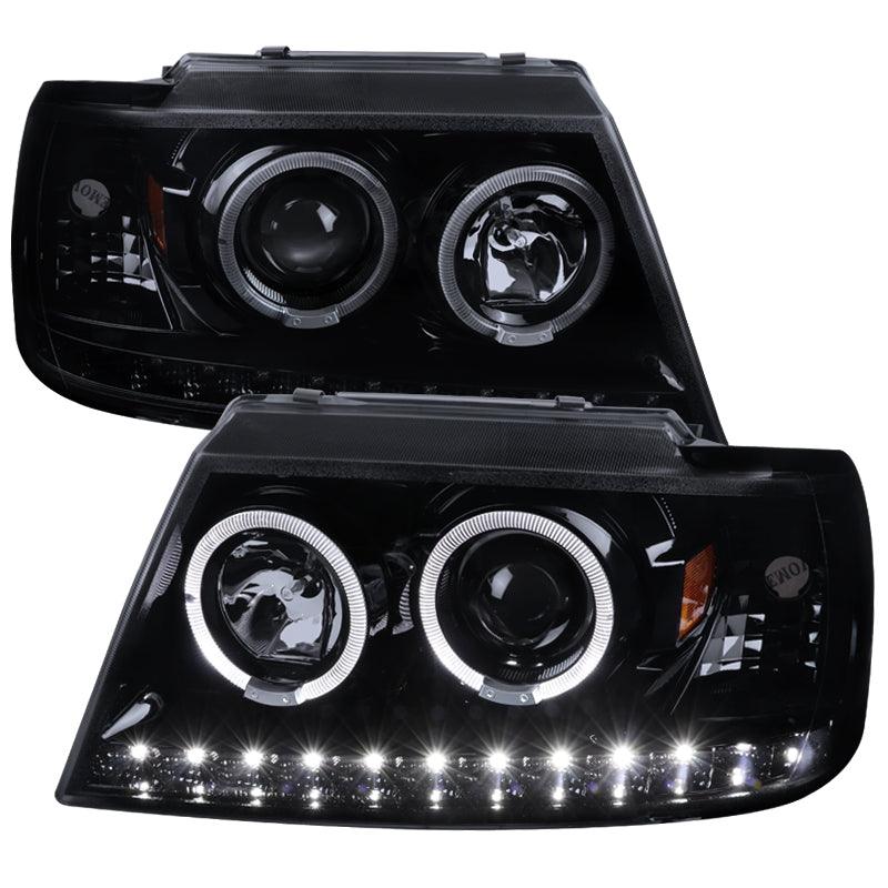 Spec-D Projector Headlights Ford Explorer (2002-2005) Dual Halo w/ LED - Black / Smoke / Chrome