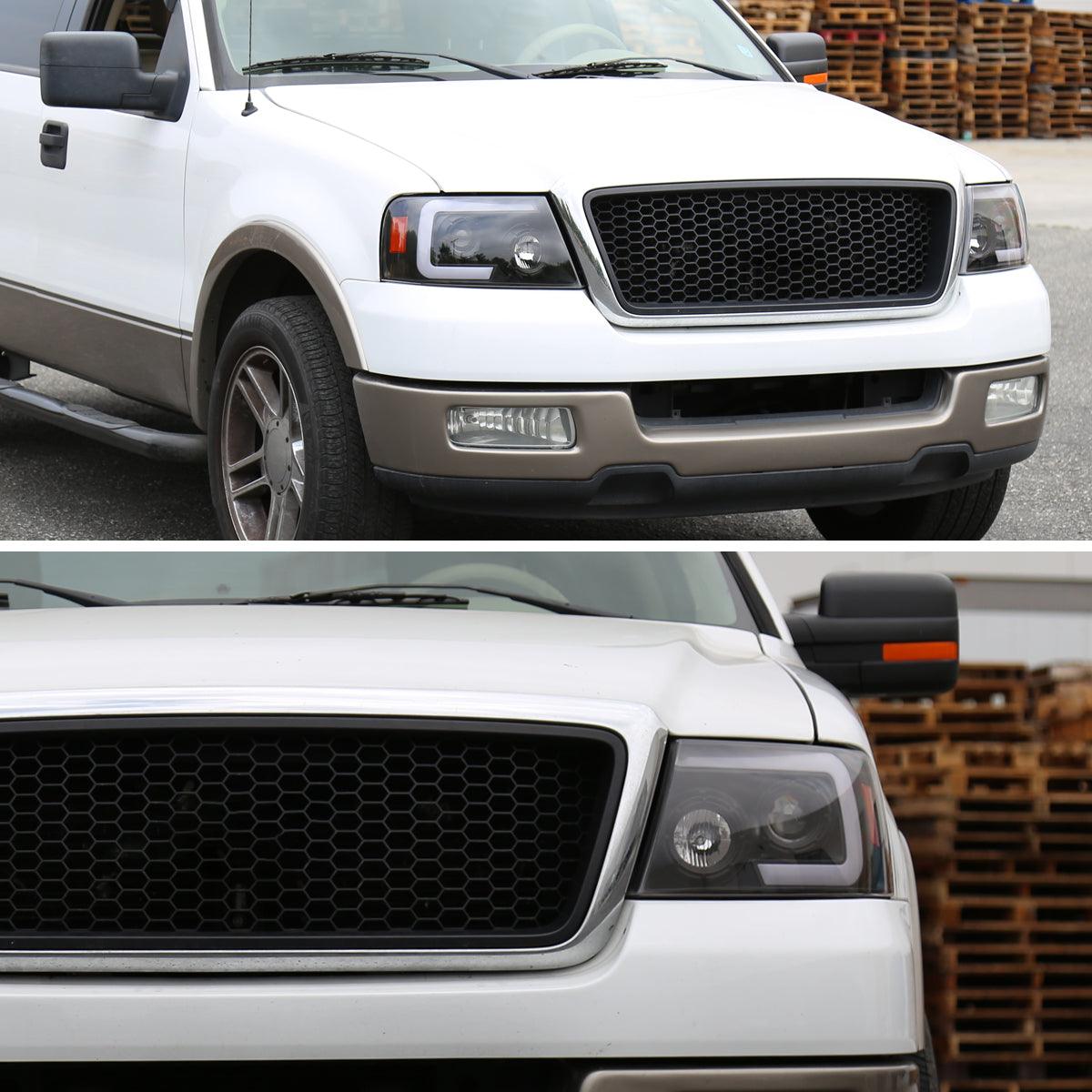Spec-D Projector Headlights Ford F150 (04-08) Sequential LED Bar - Black / Smoke Tint / Chrome