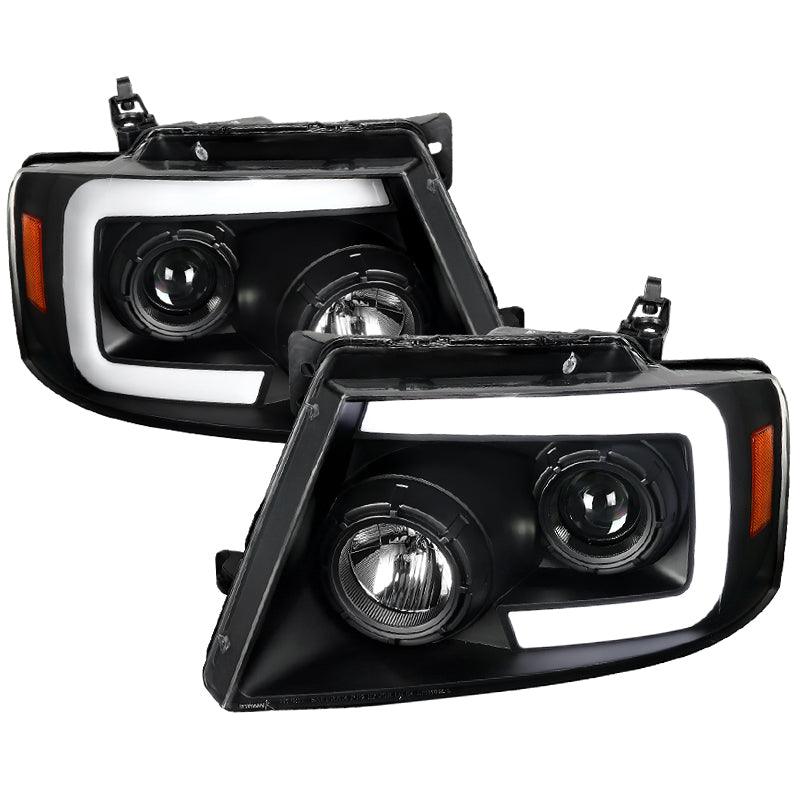 Spec-D Projector Headlights Ford F150 (04-08) Sequential LED Bar - Black / Smoke Tint / Chrome