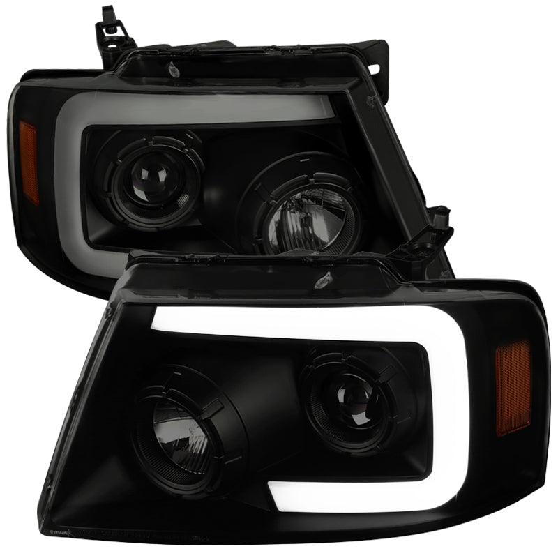 Spec-D Projector Headlights Ford F150 (04-08) Sequential LED Bar - Black / Smoke Tint / Chrome