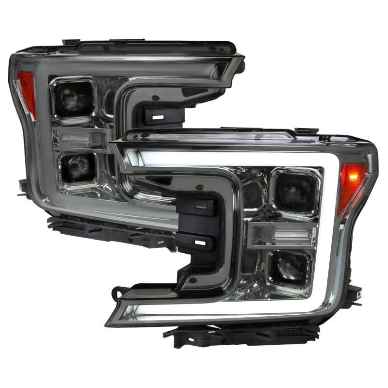 Spec-D Projector Headlights Ford F150 (2018-2019-2020) LED Sequential Switchback - Black / Chrome / Smoke