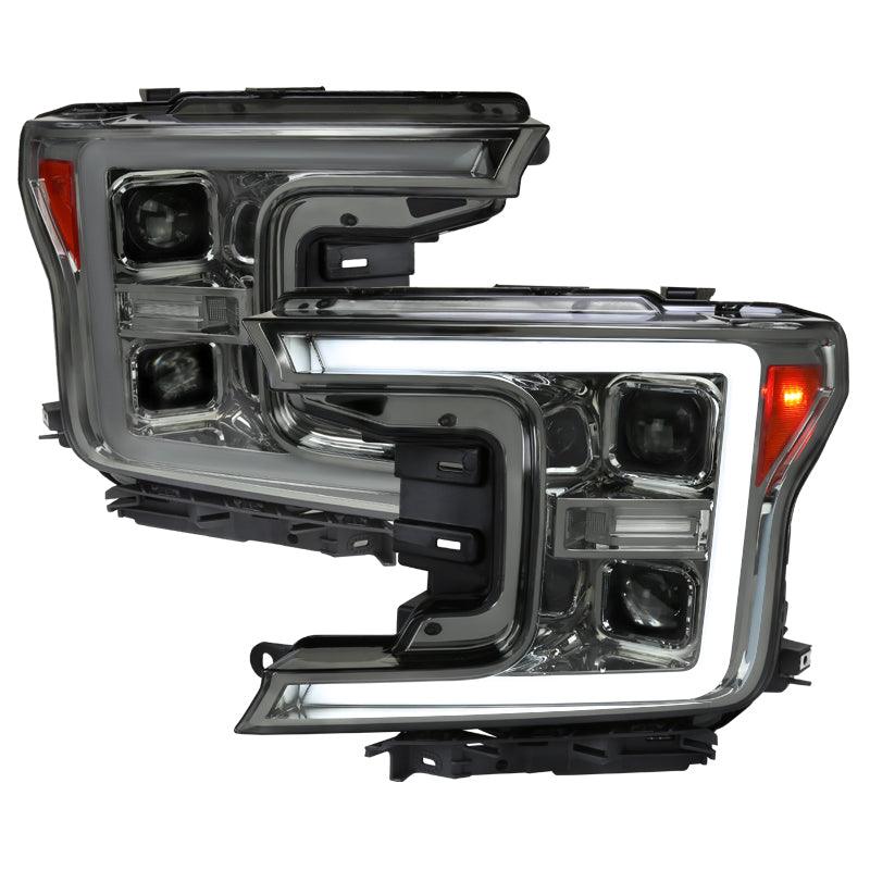 Spec-D Projector Headlights Ford F150 (2018-2019-2020) LED Sequential Switchback - Black / Chrome / Smoke