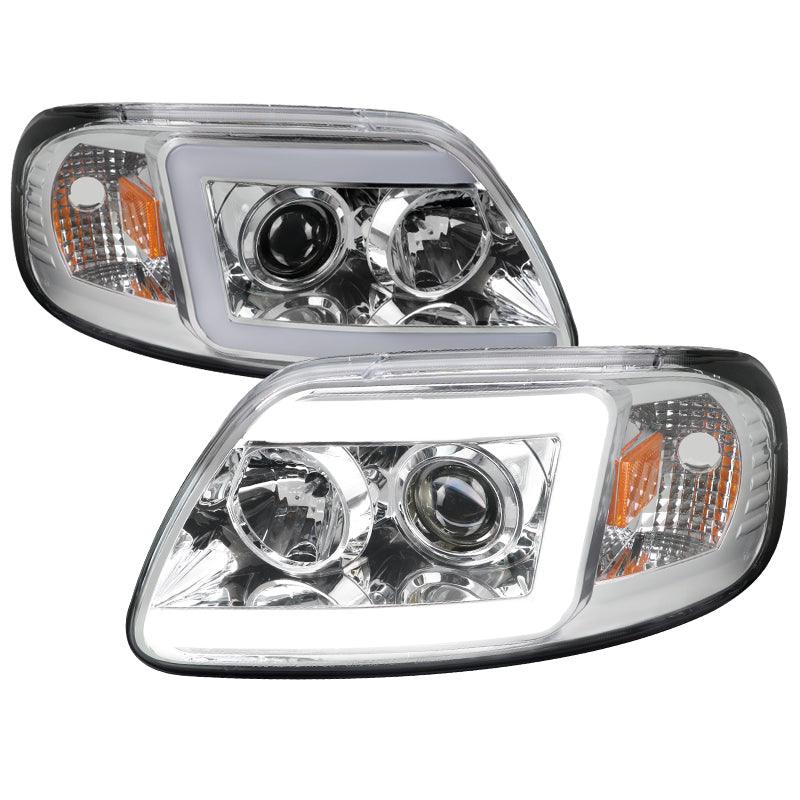 Spec-D Projector Headlights Ford F150 (1997-2003) DRL LED C-Bar - Black / Chrome