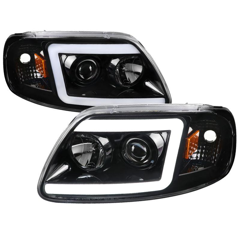 Spec-D Projector Headlights Ford F150 (1997-2003) DRL LED C-Bar - Black / Chrome