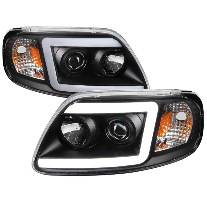 Spec-D Projector Headlights Ford F150 (1997-2003) DRL LED C-Bar - Black / Chrome