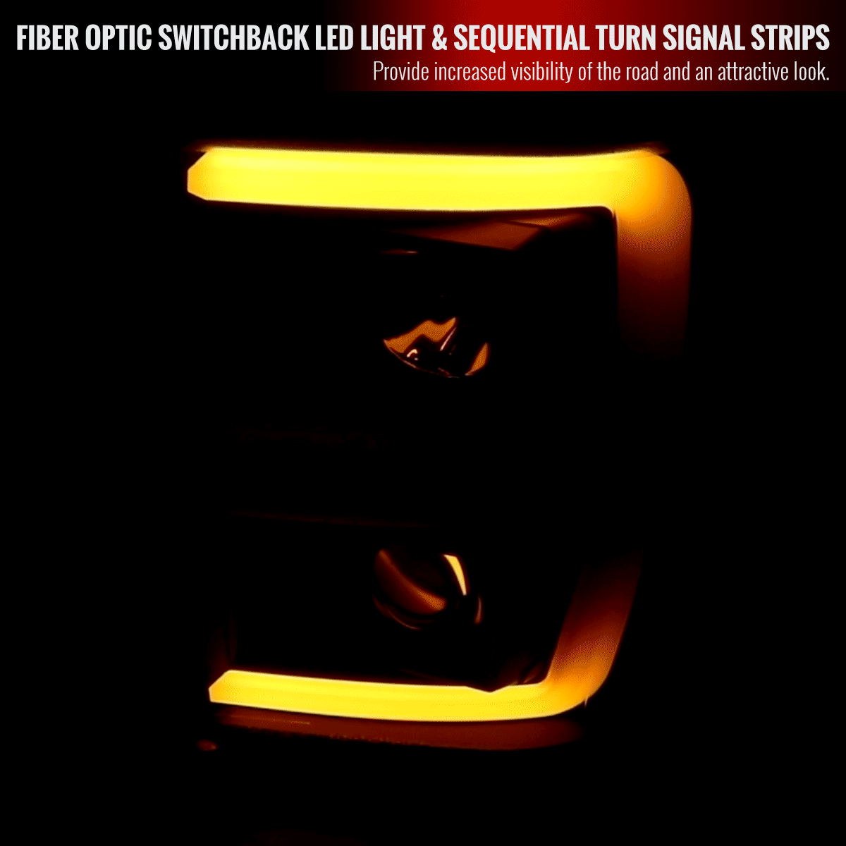 Spec-D Projector Headlights Ford F250 F350 F450 (08-09-10) Switch Back Sequential LED C-Bar - Black / Smoke / Chrome
