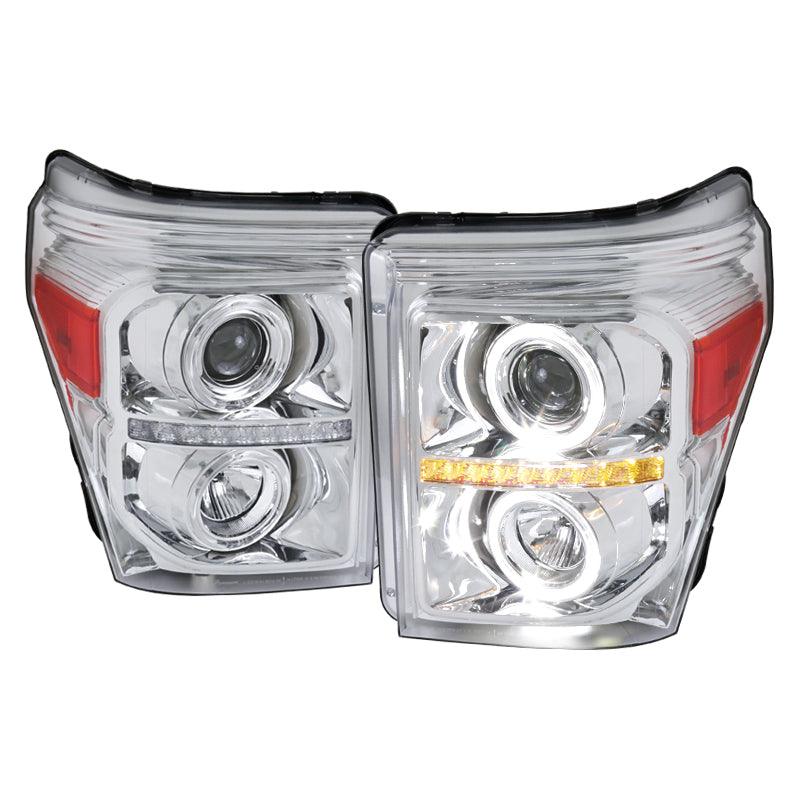 Spec-D Projector Headlights Ford F250 F350 (2011-2016) Dual LED Halo Black / Tinted / Clear