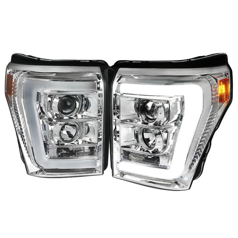 Spec-D Projector Headlights Ford F250 / F350 (2011-2016) LED C-Bar - Black / Tinted / Clear
