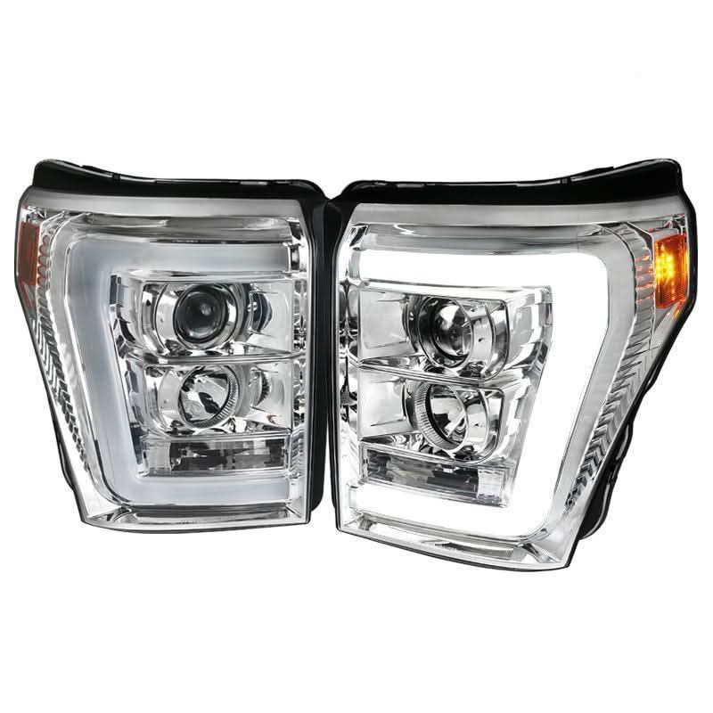 Spec-D Projector Headlights Ford F250 / F350 (2011-2016) LED C-Bar - Black / Tinted / Clear