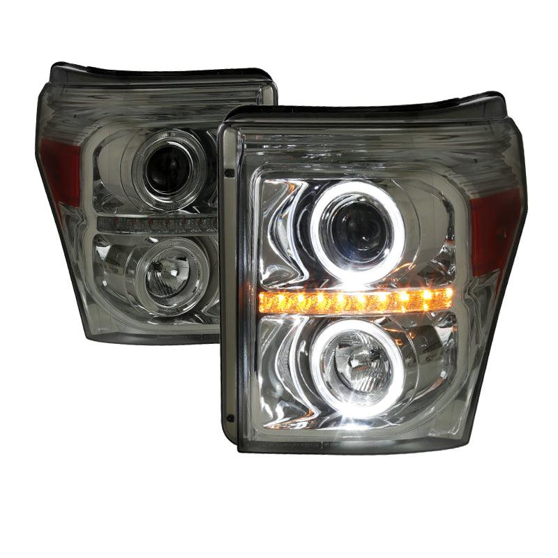 Spec-D Projector Headlights Ford F250 F350 (2011-2016) Dual LED Halo Black / Tinted / Clear