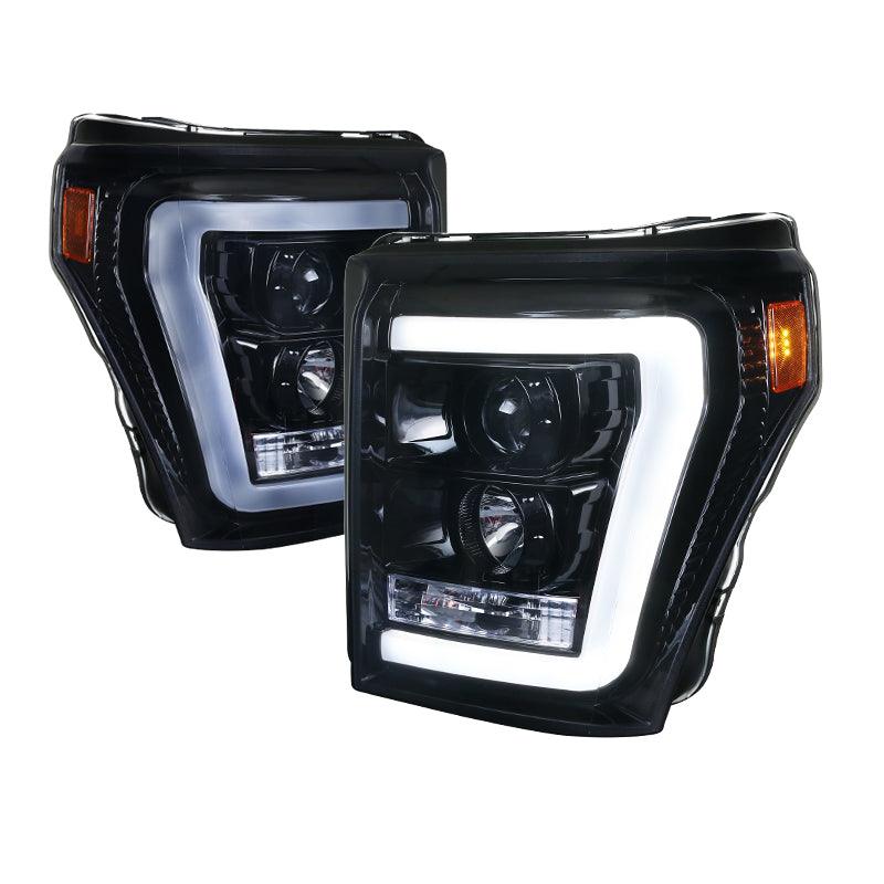 Spec-D Projector Headlights Ford F250 / F350 (2011-2016) LED C-Bar - Black / Tinted / Clear
