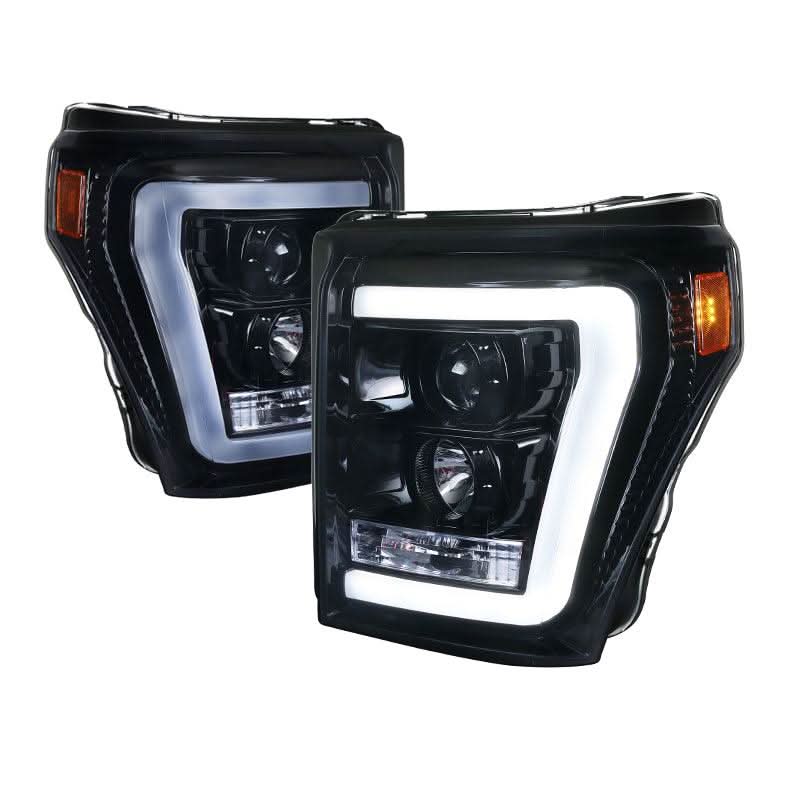 Spec-D Projector Headlights Ford F250 / F350 (2011-2016) LED C-Bar - Black / Tinted / Clear