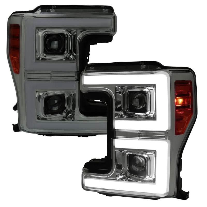 Spec-D Projector Headlights Ford F250 F350 F450 (2017-2019) Dual C-Bar Sequential LED - Black / Tinted / Clear