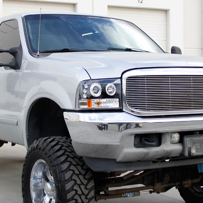 Spec-D Projector Headlights Ford F250 F350 F450 (99-04) LED Halo DRL - Black / Chrome / Smoked