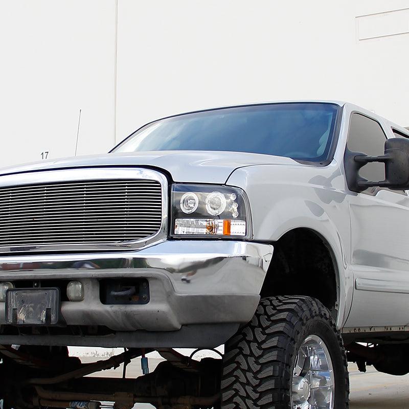 Spec-D Projector Headlights Ford F250 F350 F450 (99-04) LED Halo DRL - Black / Chrome / Smoked