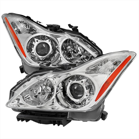 Infiniti G37 Coupe Projector Headlights with DRL LED Sequential Signal - Black / Chrome / Smoked (2008 - 2013) - K2 Industries
