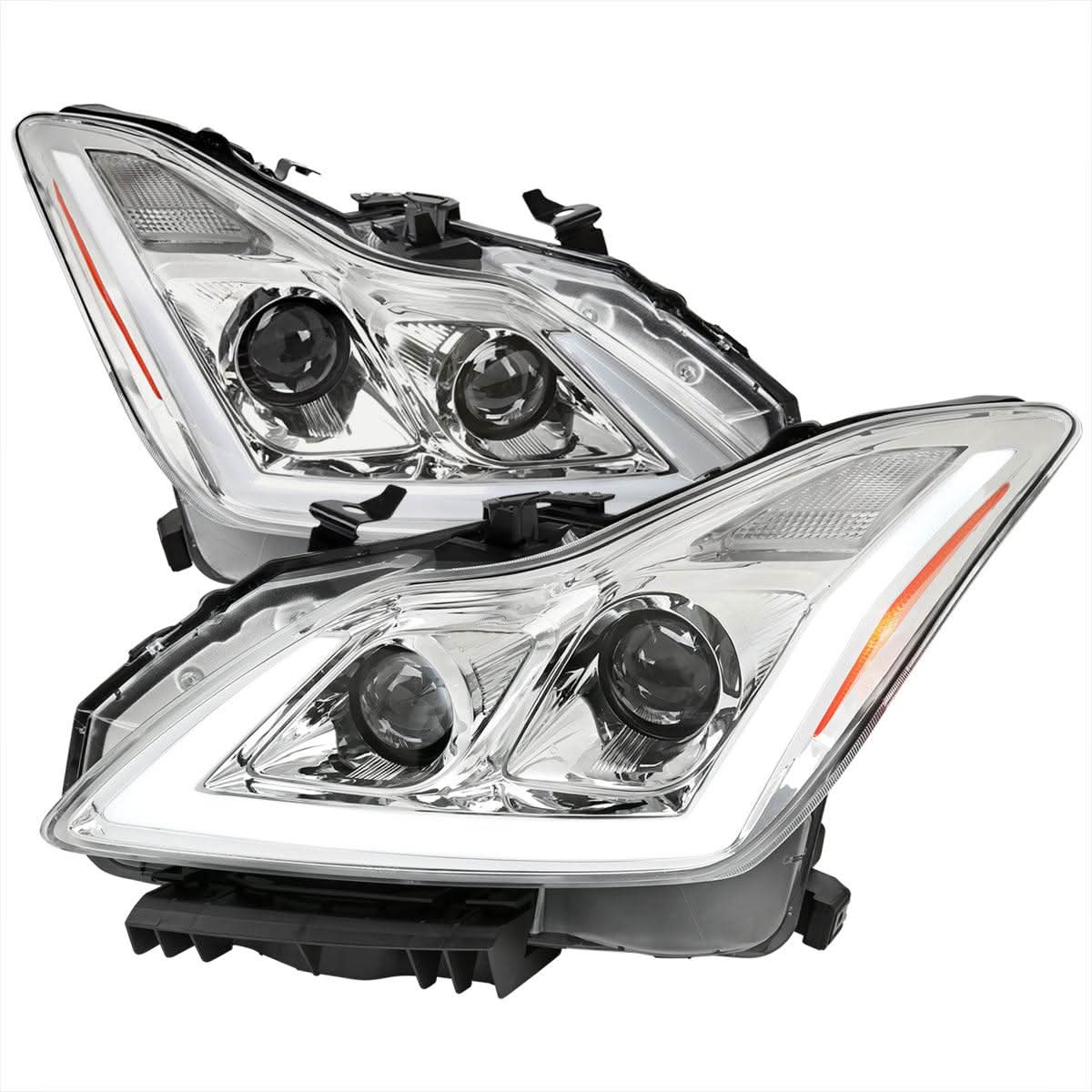 Infiniti G37 Coupe Projector Headlights with DRL LED Sequential Signal - Black / Chrome / Smoked (2008 - 2013) - K2 Industries
