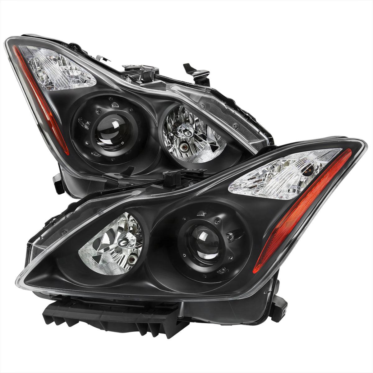 Infiniti G37 Coupe Projector Headlights with DRL LED Sequential Signal - Black / Chrome / Smoked (2008 - 2013) - K2 Industries