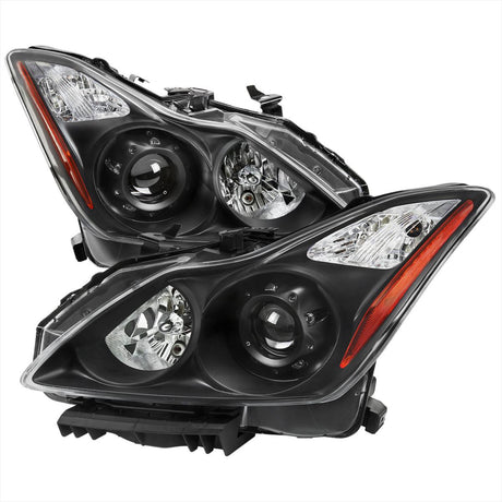 Infiniti G37 Coupe Projector Headlights with DRL LED Sequential Signal - Black / Chrome / Smoked (2008 - 2013) - K2 Industries