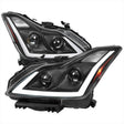 Infiniti G37 Coupe Projector Headlights with DRL LED Sequential Signal - Black / Chrome / Smoked (2008 - 2013) - K2 Industries