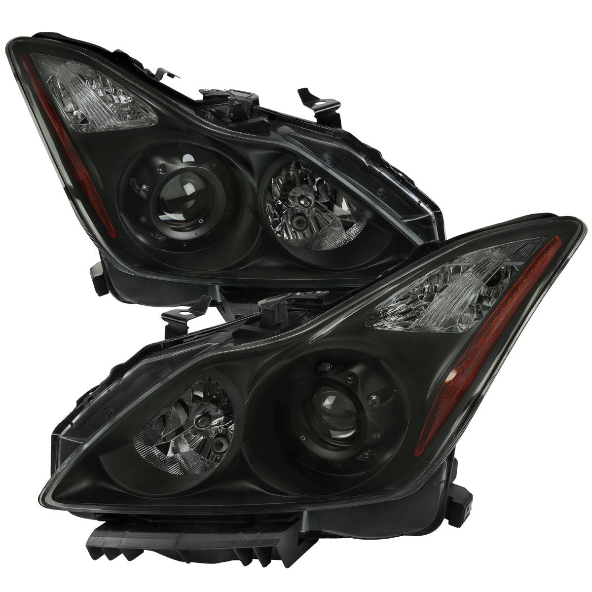 Infiniti G37 Coupe Projector Headlights with DRL LED Sequential Signal - Black / Chrome / Smoked (2008 - 2013) - K2 Industries