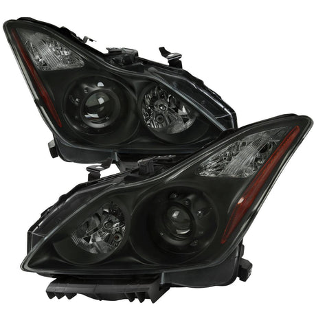 Infiniti G37 Coupe Projector Headlights with DRL LED Sequential Signal - Black / Chrome / Smoked (2008 - 2013) - K2 Industries