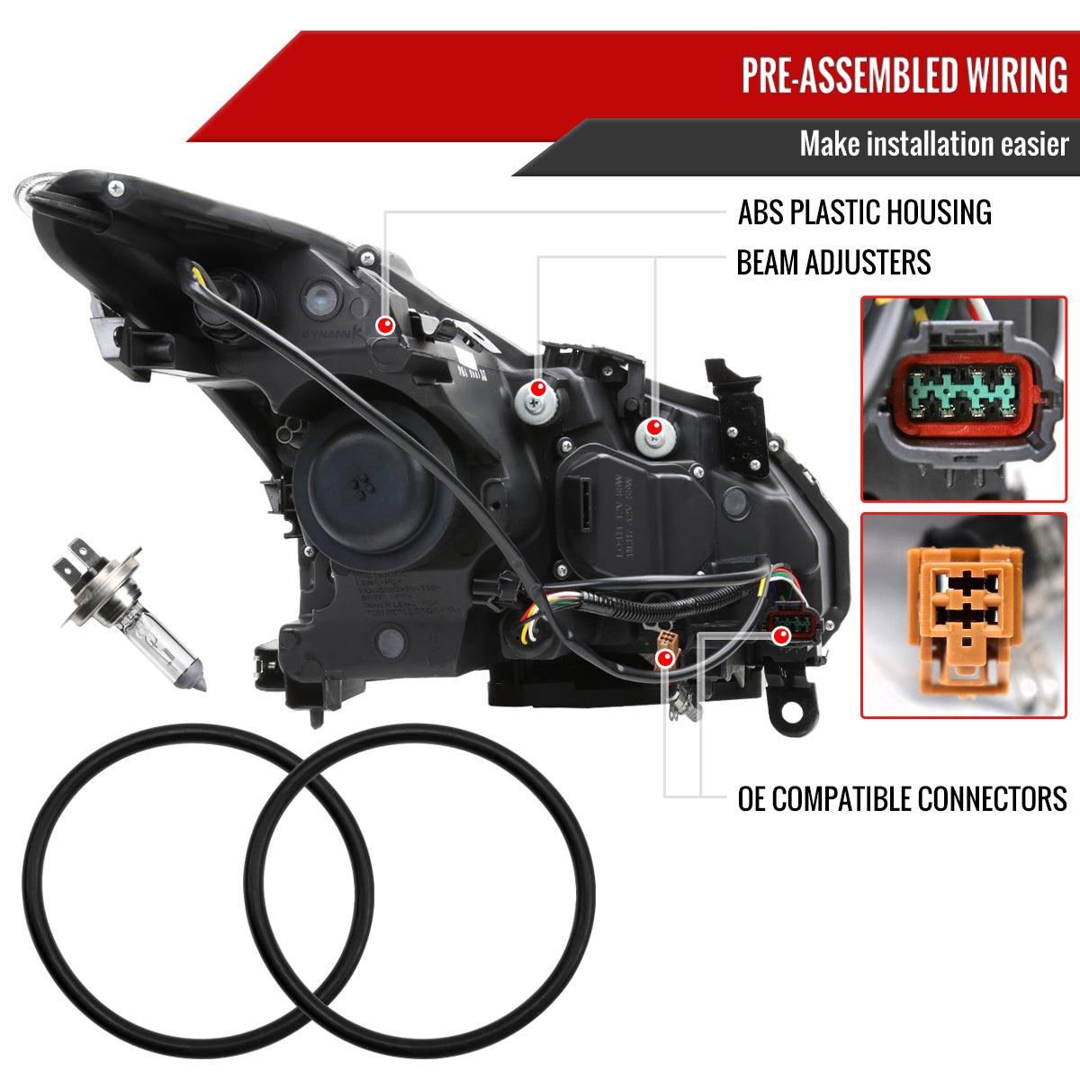 Infiniti G37 Coupe Projector Headlights with DRL LED Sequential Signal - Black / Chrome / Smoked (2008 - 2013) - K2 Industries