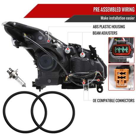 Infiniti G37 Coupe Projector Headlights with DRL LED Sequential Signal - Black / Chrome / Smoked (2008 - 2013) - K2 Industries