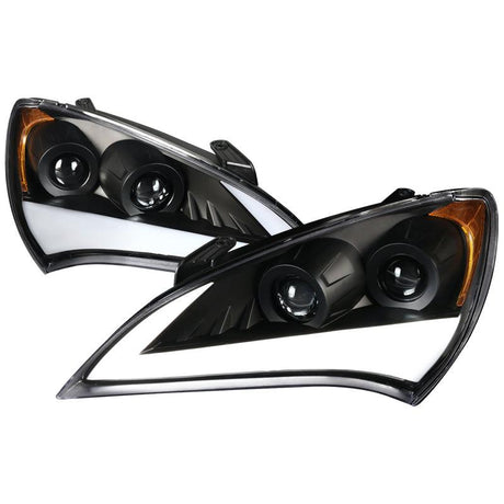 Hyundai Genesis Coupe with Projector and Sequential Turn Signal - Black Headlights (2010-2012) - K2 Industries