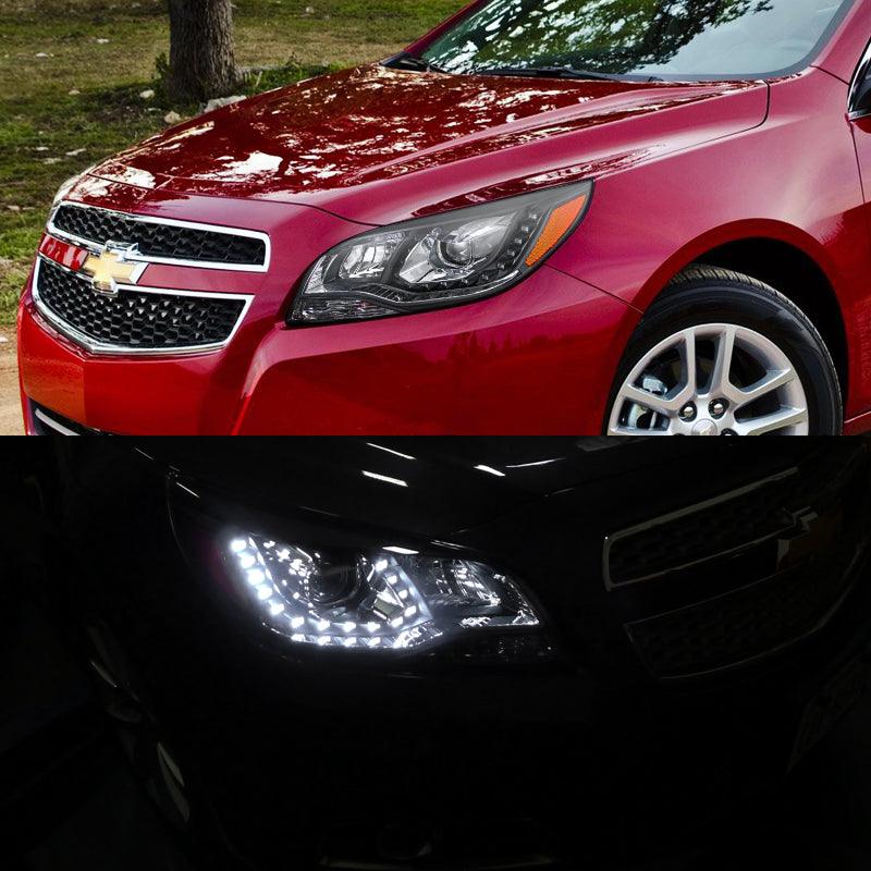 Spec-D OEM Replacement Headlights Chevy Malibu (2013-2014-2015) Black / Chrome