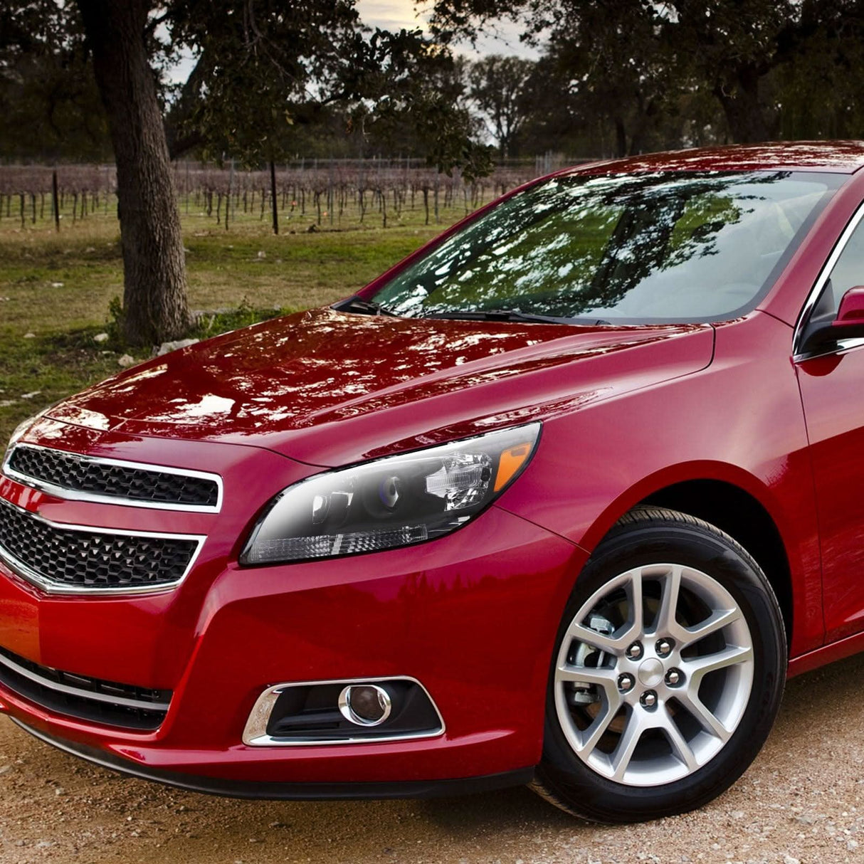 Spec-D OEM Replacement Headlights Chevy Malibu (2013-2014-2015) Black / Chrome