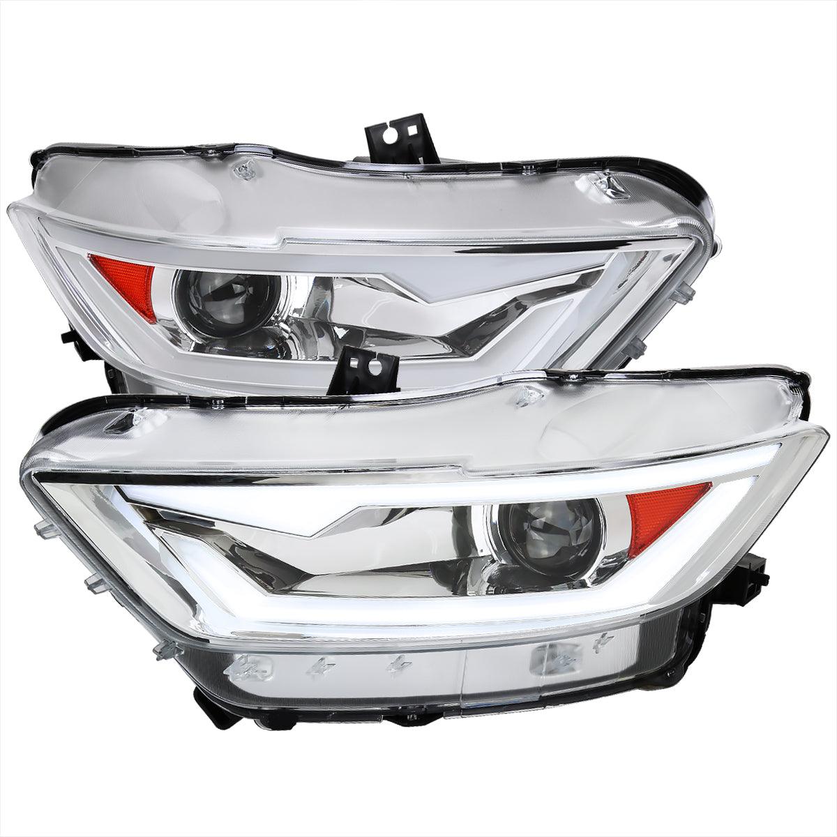 Spec-D Projector Headlights Ford Mustang S550 (15-17) Shelby (18-20) w/ LED Bar - Xenon HID - Black or Chrome