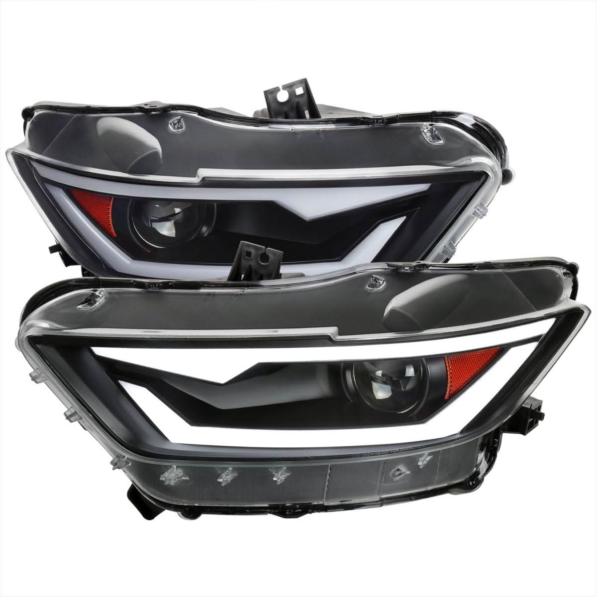 Spec-D Projector Headlights Ford Mustang S550 (15-17) Shelby (18-20) w/ LED Bar - Xenon HID - Black or Chrome