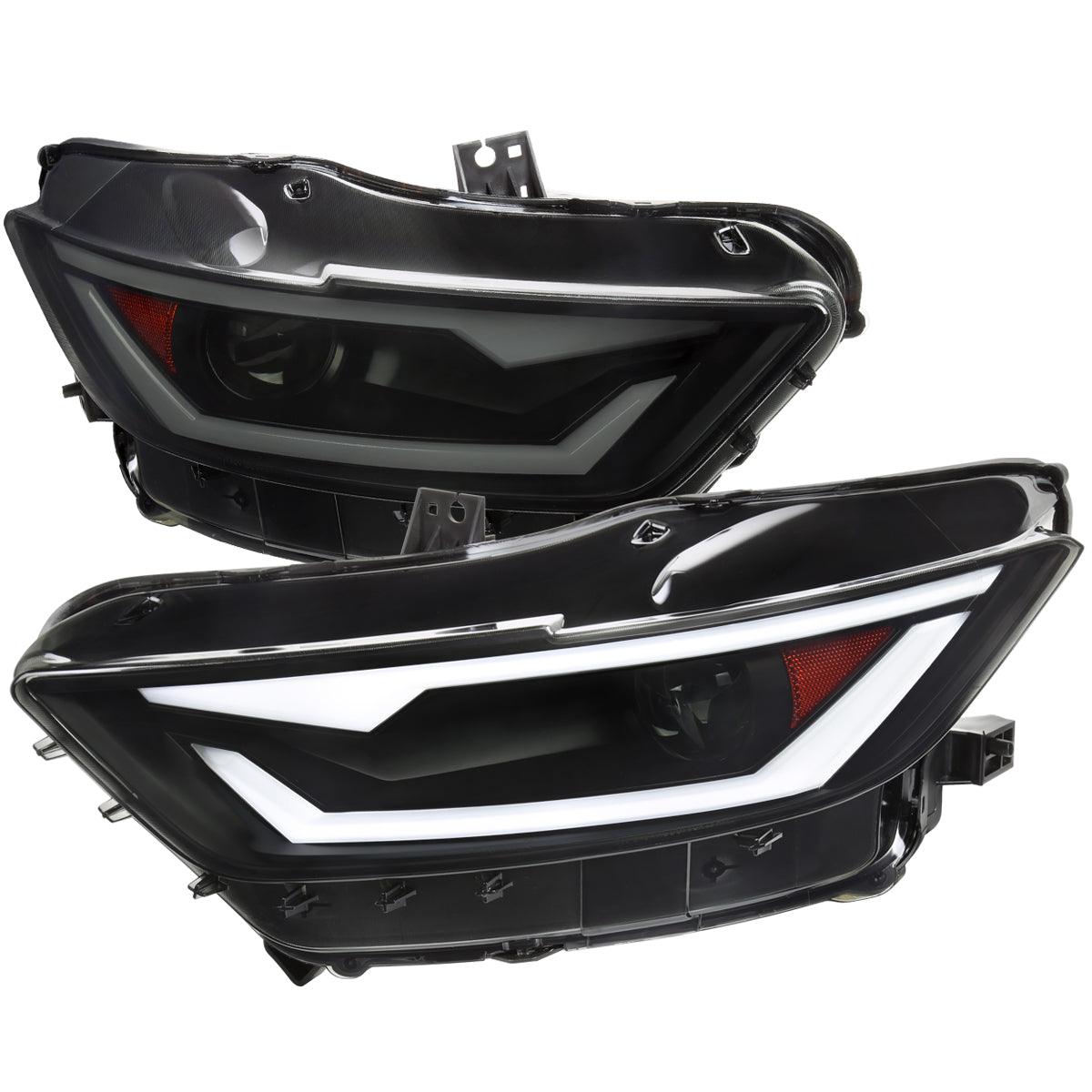 Spec-D Projector Headlights Ford Mustang S550 (15-17) Shelby (18-20) w/ LED Bar - Xenon HID - Black or Chrome