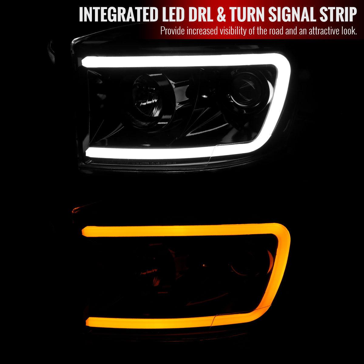 Spec-D Projector Headlights Dodge Ram 1500 (06-08) 2500/3500 (06-09) LED DRL C-Bar Black/Smoked