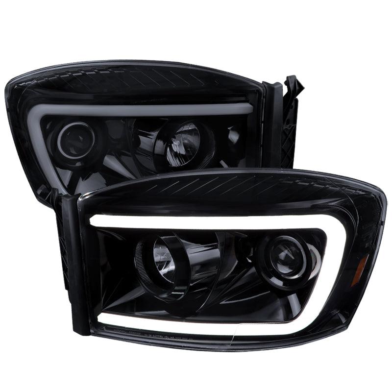 Spec-D Projector Headlights Dodge Ram 1500 (06-08) 2500/3500 (06-09) LED DRL C-Bar Black/Smoked