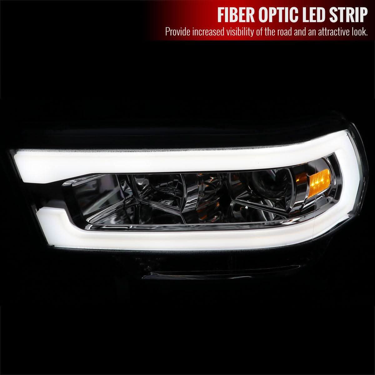 Spec-D Projector Headlights Ram 2500 3500 (19-23) Tradesman / Big Horn - C-Bar LED - Black / Chrome