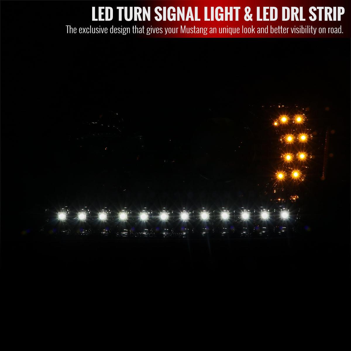 Spec-D Projector Headlights Ford Ranger (2001-2011) w/ LED DRL Strip - Black / Clear / Smoke