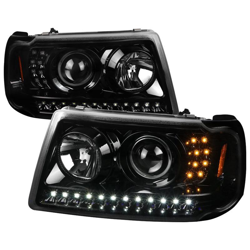 Spec-D Projector Headlights Ford Ranger (2001-2011) w/ LED DRL Strip - Black / Clear / Smoke