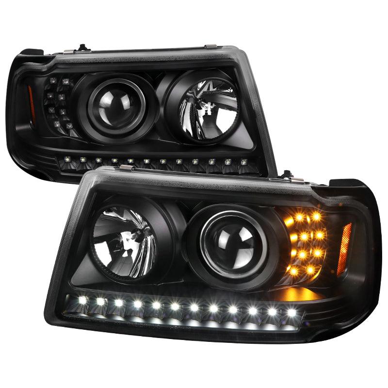 Spec-D Projector Headlights Ford Ranger (2001-2011) w/ LED DRL Strip - Black / Clear / Smoke