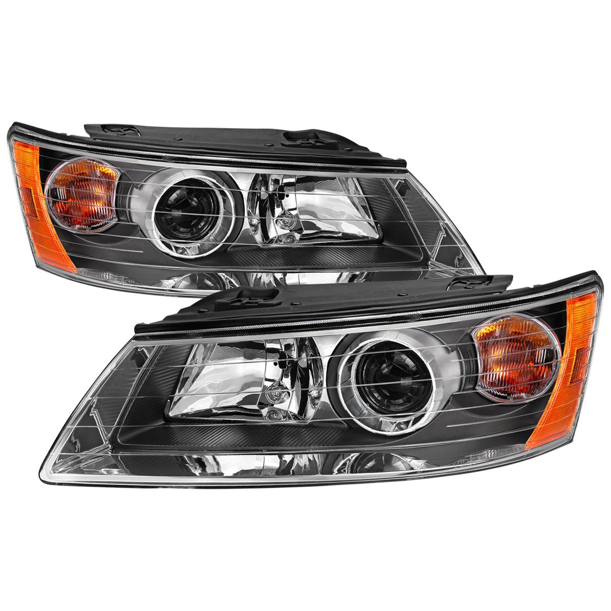 Spec-D Projector Headlights Hyundai Sonata (2006 2007 2008) Black w/ Clear Lens