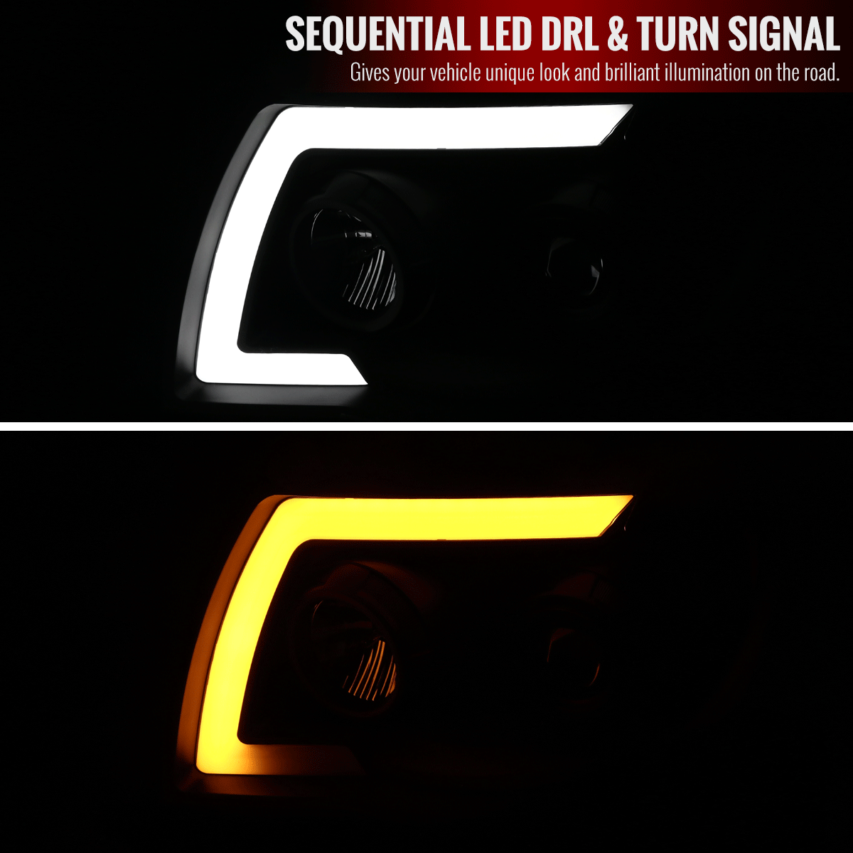 Spec-D Projector Headlights Toyota Tacoma (05-11) Sequential - Black / Smoke / Chrome